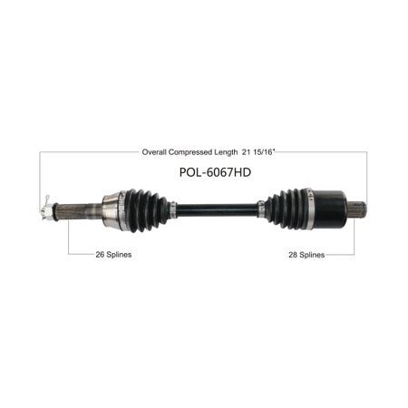 Wide Open Heavy Duty CV Axle for POL HD REAR L/R SPORTSMAN 500 TOURING 11-13 POL-6067HD